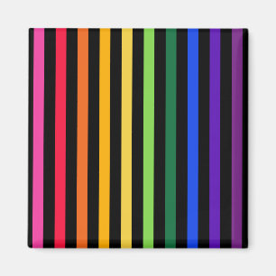 Rainbow and black stripes magnet