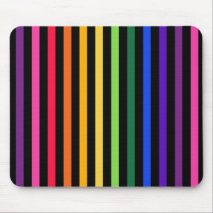 Rainbow and black stripes mouse mat