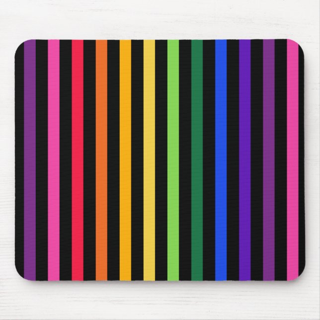 Rainbow and black stripes mouse mat (Front)