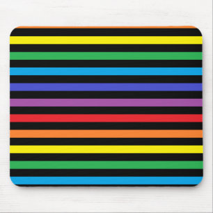 Rainbow and Black Stripes Mousepad