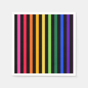 Rainbow and black stripes napkin