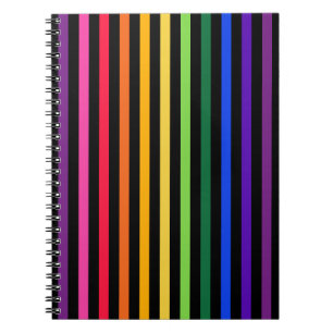 Rainbow and black stripes notebook