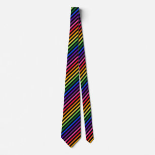 Rainbow and black stripes tie