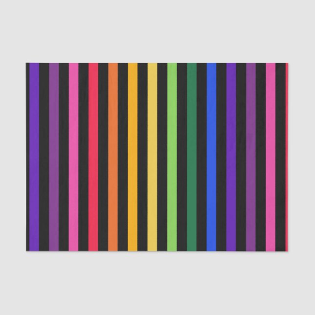 Rainbow and black stripes tissue paper (Front)