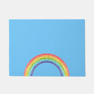 Rainbow and blue sky doormat
