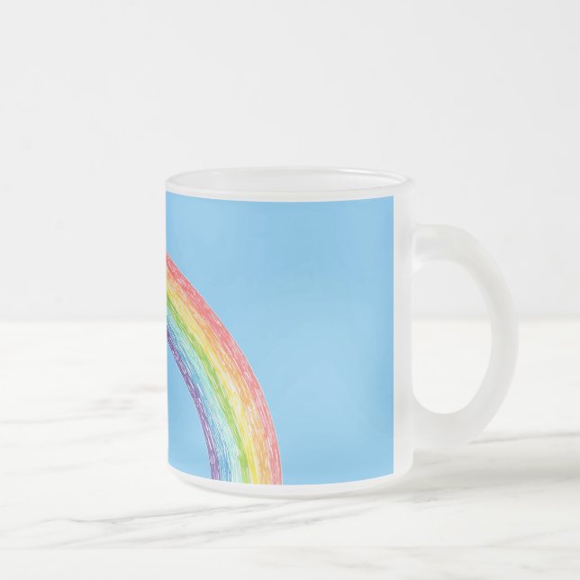Rainbow and blue sky frosted glass coffee mug (Right)