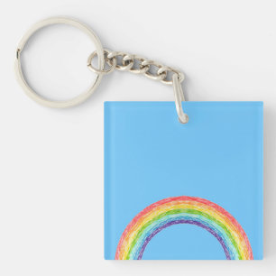 Rainbow and blue sky key ring