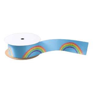 Rainbow and blue sky satin ribbon