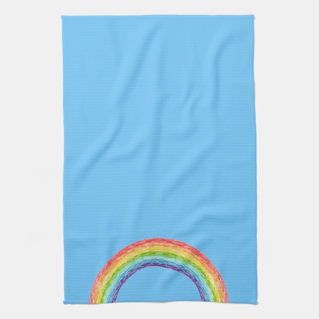 Rainbow and blue sky tea towel (Vertical)