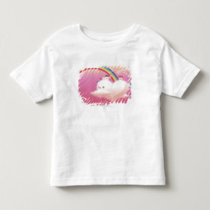 Rainbow and buildings on clouds toddler T-Shirt