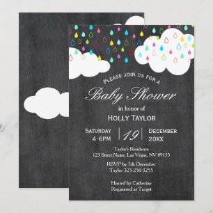Rainbow and Clouds Baby Shower Invitation