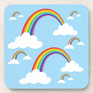 Rainbow and clouds in a clear sky, set of 6 coaster