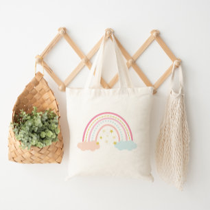 Rainbow and clouds tote bag
