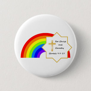 Rainbow and Cross Christian button