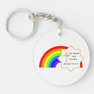 Rainbow and cross keychain