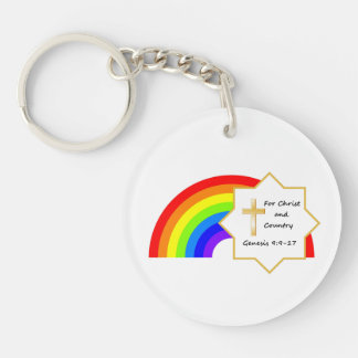 Rainbow and cross keychain