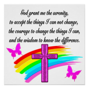 RAINBOW AND CROSS SERENITY PRAYER DESIGN POSTER