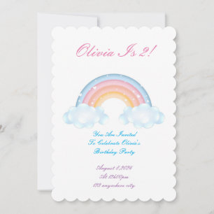 RAINBOW AND CUPCAKES BIRTHDAY INVITATION CARD