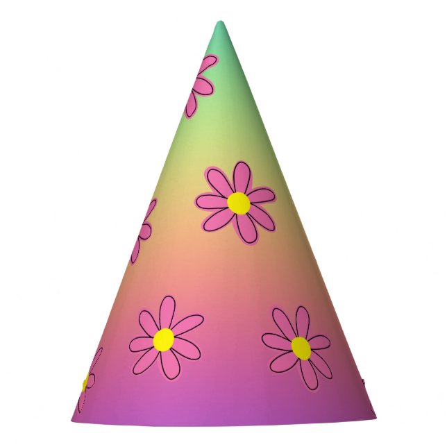 Rainbow and Flowers Party Hat (Front)