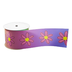 Rainbow and Flowers Satin Ribbon