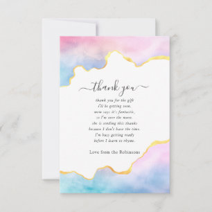 Rainbow and Gold Agate Boy Baby Shower Thank You Card