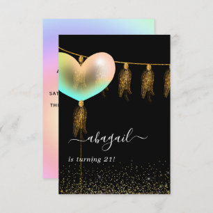 Rainbow and Gold and Black Birthday Party Invitati Invitation