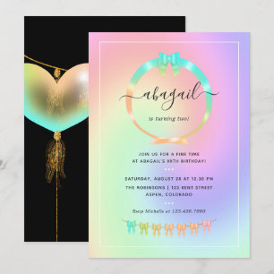 Rainbow and Gold Birthday Party Invitation
