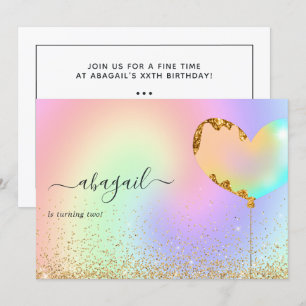 Rainbow and Gold Birthday Party Invitation