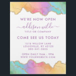 Rainbow And Gold Watercolor Agate Business Opening Flyer<br><div class="desc">Rainbow And Gold Watercolor Agate Business Opening Flyer. This design features colourful rainbow agate in a contemporary artsy style accented with gold glitter edges. This bright girly design is perfect for any professional business woman looking for a fun artistic corporate idenity. Perfect for an event planner, makeup artist, hair stylist,...</div>