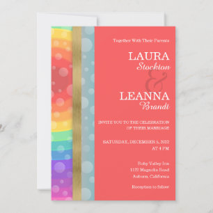 Rainbow and Gold Wedding Invitation