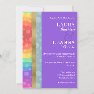 Rainbow and Gold Wedding Invitation