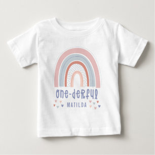 Rainbow and heart 1st birthday personalised baby T-Shirt