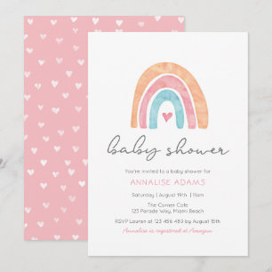 Rainbow and hearts Baby Shower invitation