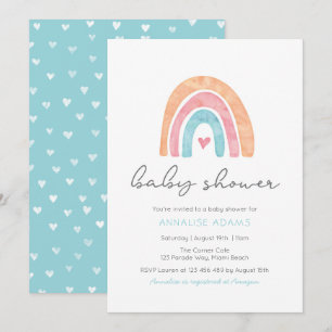 Rainbow and hearts Baby Shower invitation