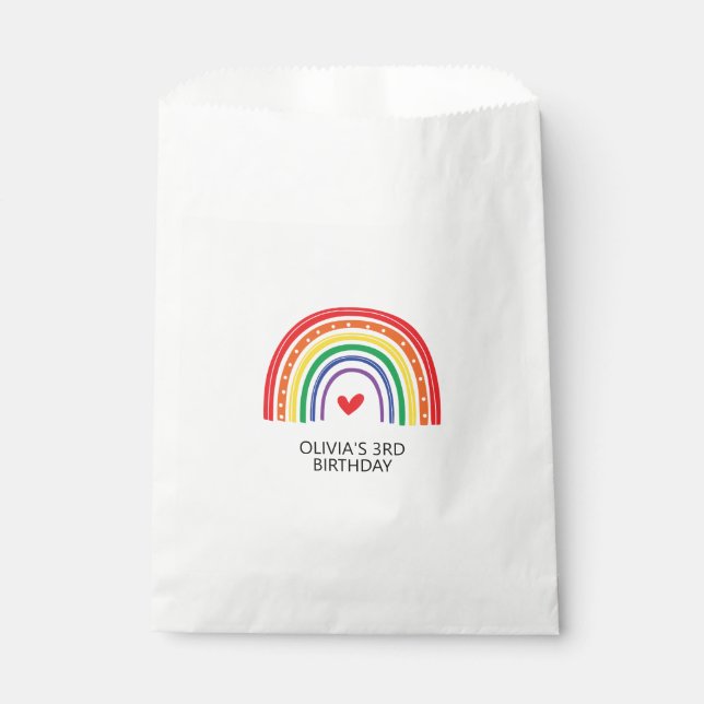Rainbow and Hearts Birthday Party Favour Bags (Front)
