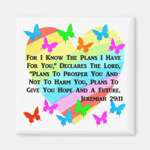 RAINBOW AND HEARTS JEREMIAH 29:11 MAGNET