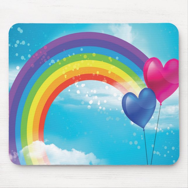 Rainbow and hearts mouse mat (Front)