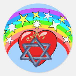 Rainbow and Jewish Stars Classic Round Sticker