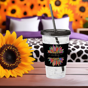 Rainbow and leopard print personalised   acrylic tumbler