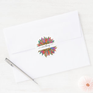 Rainbow and leopard print personalised classic round sticker