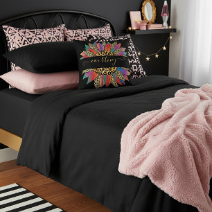 Rainbow and leopard print personalised cushion