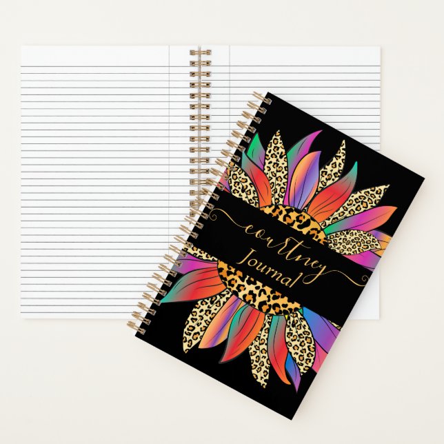 Rainbow and leopard print personalised  journal (Inside)
