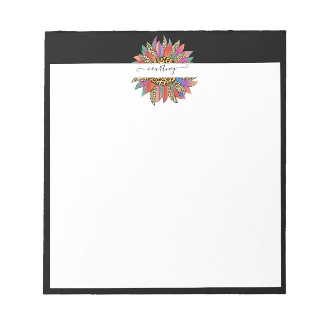 Rainbow and leopard print personalised   notepad (Front)