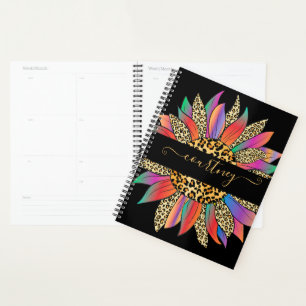 Rainbow and leopard print personalised   planner