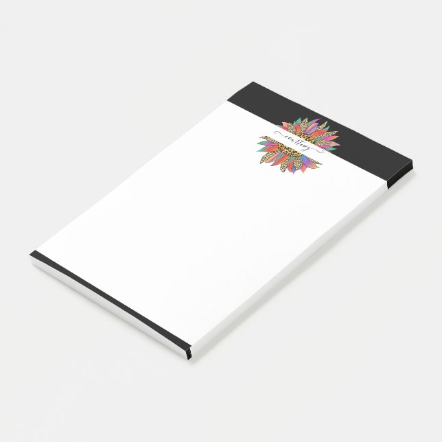 Rainbow and leopard print personalised   post-it notes (Angled)