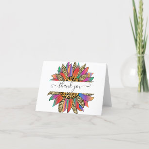 Rainbow and leopard print personalised thank you card