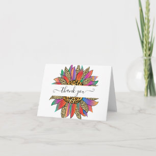 Rainbow and leopard print personalised thank you card