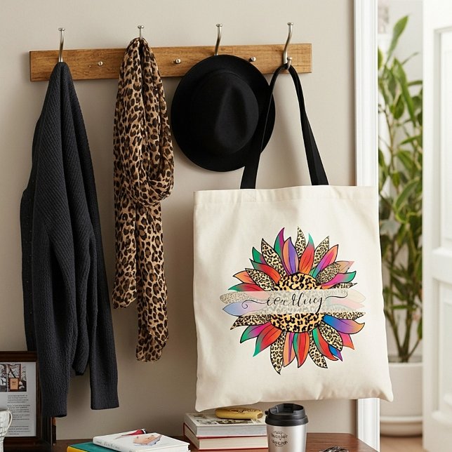 Rainbow and leopard print personalised  tote bag (Creator Uploaded)