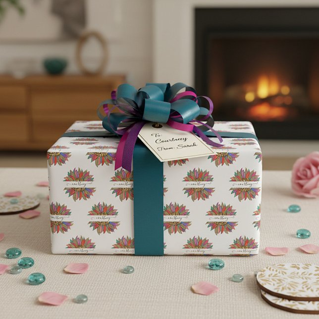 Rainbow and leopard print personalised   wrapping  paper (Creator Uploaded)