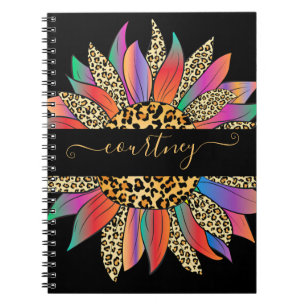 Rainbow and leopard print personalized  notebook